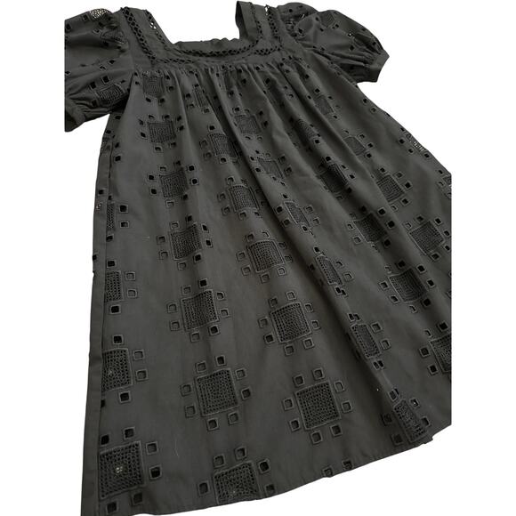 English Factory Embroidered Cotton Eyelet Shift Dress In Black Size‎ XS - Picture 6 of 12